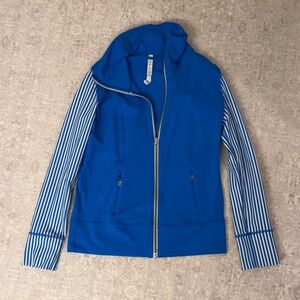 Lululemon Royal Blue Jacket with Striped Sleeves